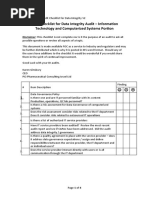 GMP Checklist For DI Audit