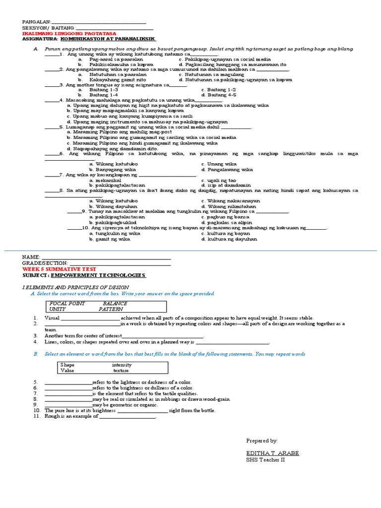 Emptech Summative Test W5 | PDF