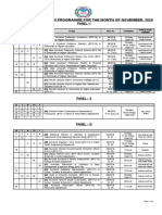 Revised Interview Programme For The Month of November, 2020: Panel - I