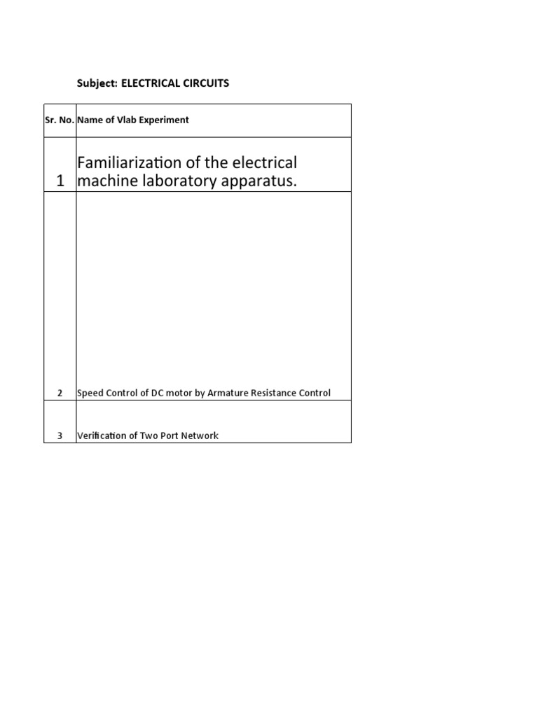 Vlab List & Link Electrical Circuits PDF