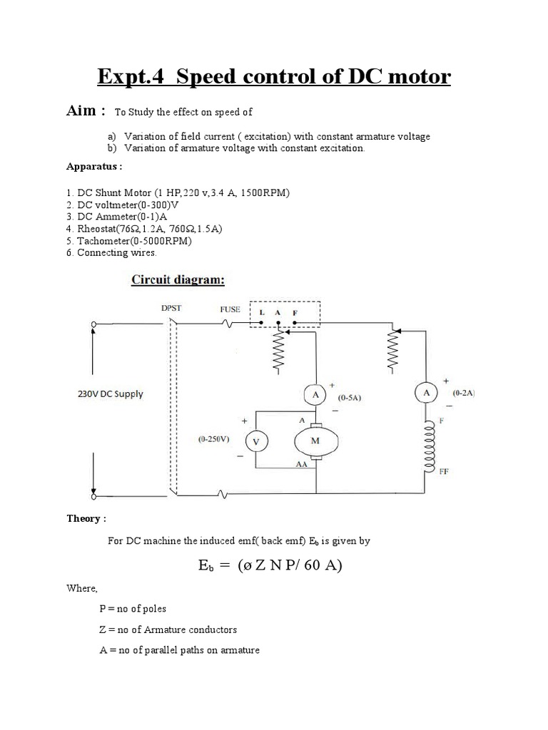 Speed Control Methods for DC Motors | PDF | Electric Motor | Physics