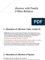 II - Interference With Family and Other Relation
