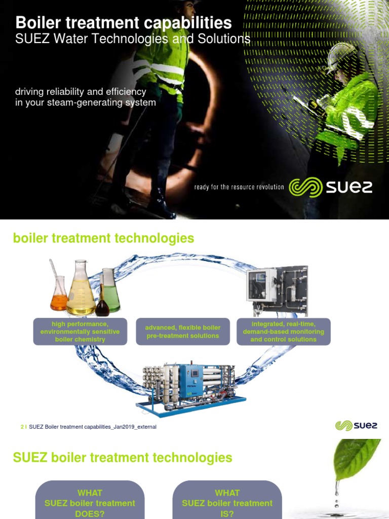 SUEZ Boiler Treatment Solutions Overview | PDF | Boiler | Oil Refinery