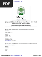 SSC Junior Engineer Papers General Intelligence and Reasoning 24 Jan 2018 Morning Shift