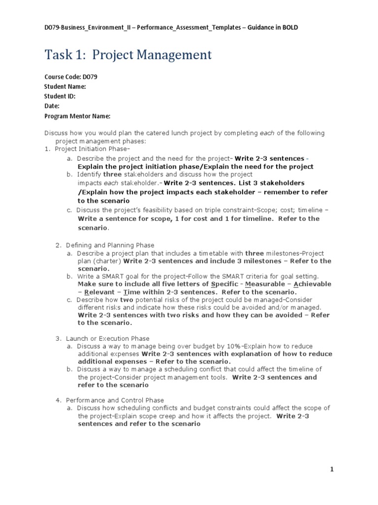 Project Management in D079 Task 1 | PDF | Project Management | Cognition