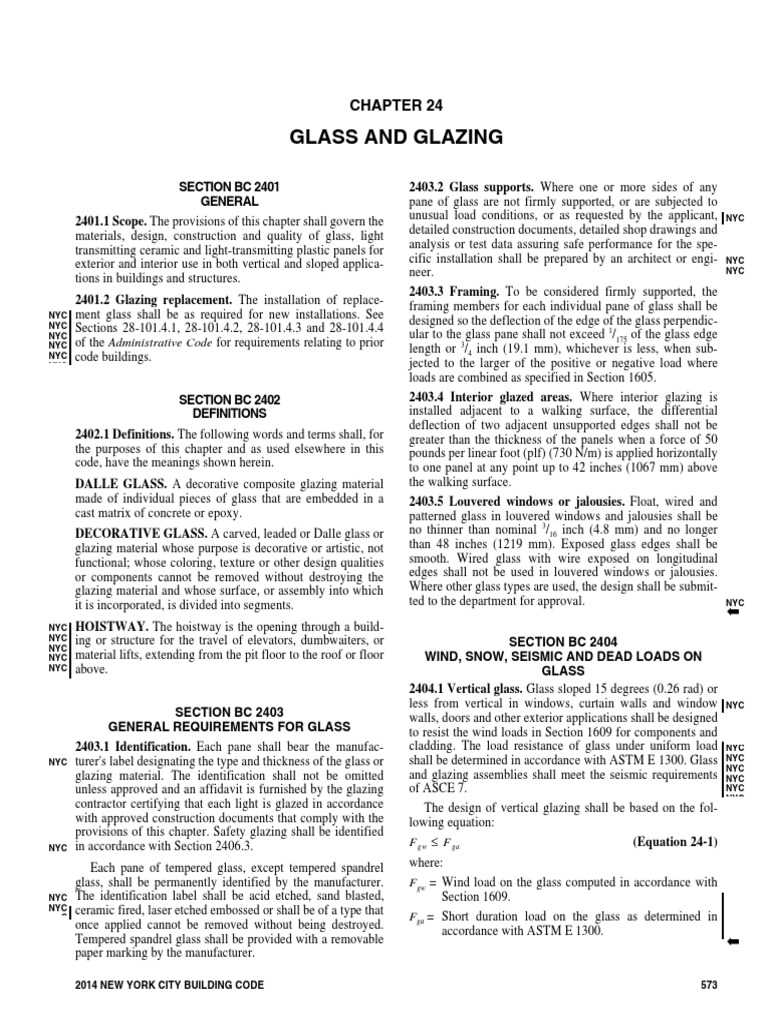 Analysis of Glass and Glazing Requirements in the New York City Building Code PDF Door Window