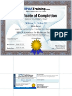 Certificate of Completion: Hipaa