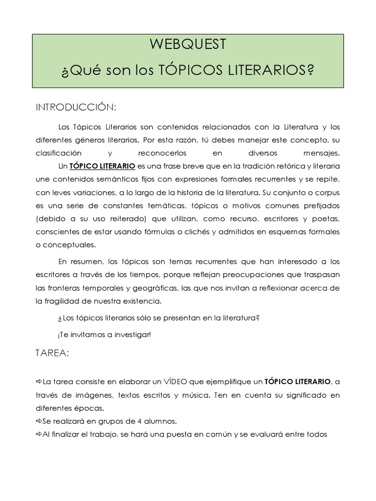 Tópicos Literarios: Definición y Ejemplos | PDF | Cognición | Internet