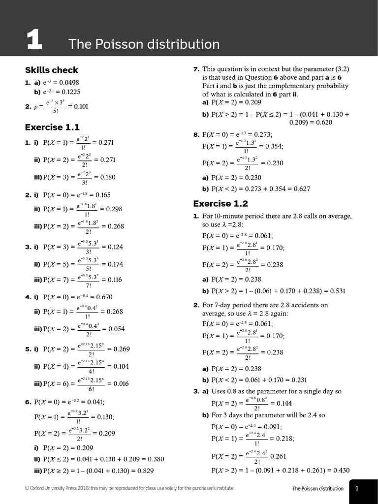 The Poisson Distribution: Skills Check | PDF | Mathematical And ...
