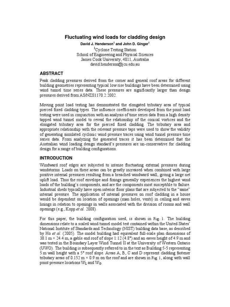 Cladding Design: Wind Load Analysis | PDF | Wind Tunnel | Pressure