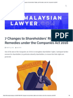 7 Changes To Shareholders' Rights and Remedies Under The Companies Act 2016