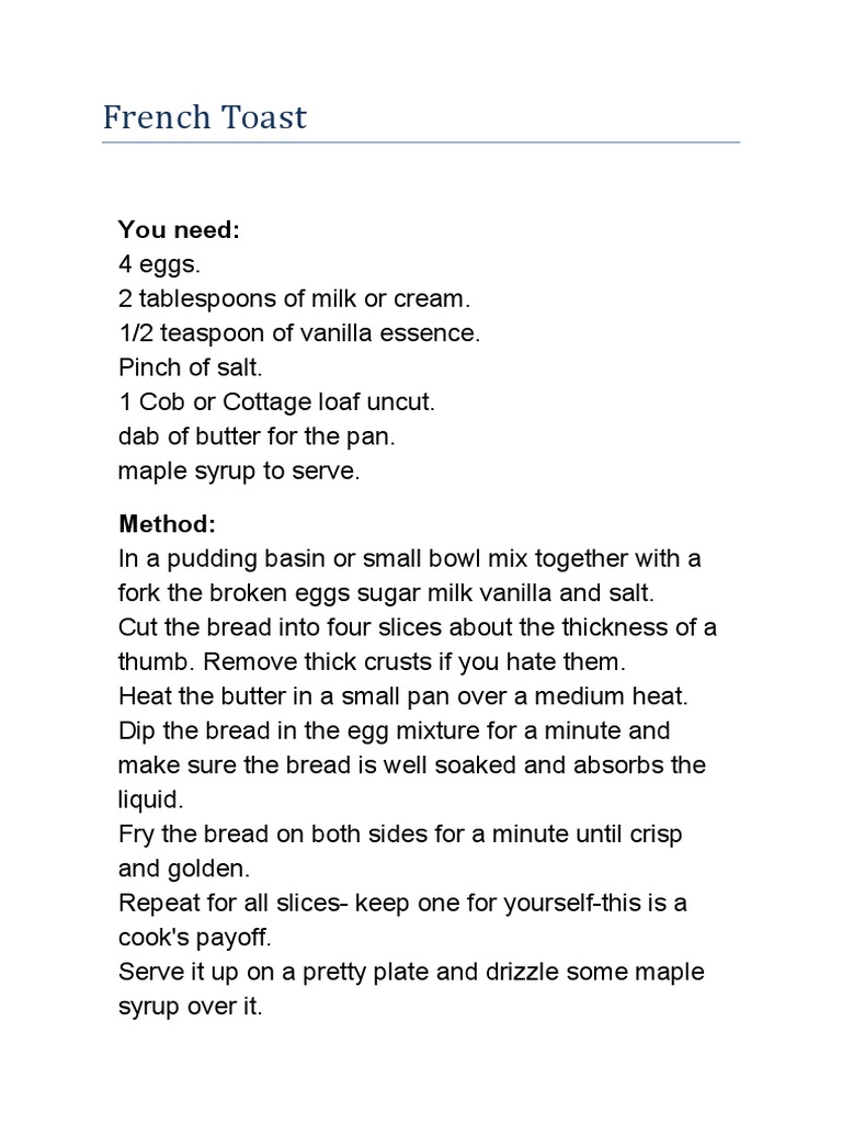 French Toast PDF