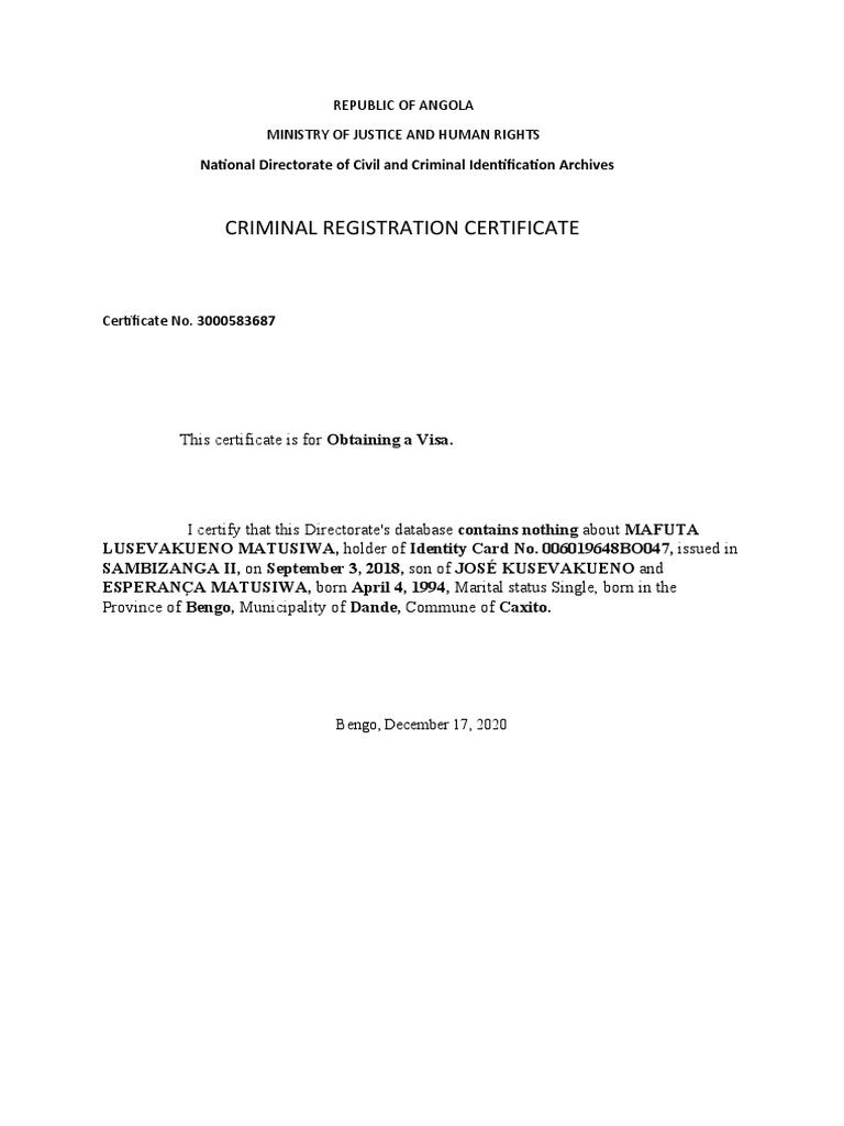 Criminal Certificate | PDF