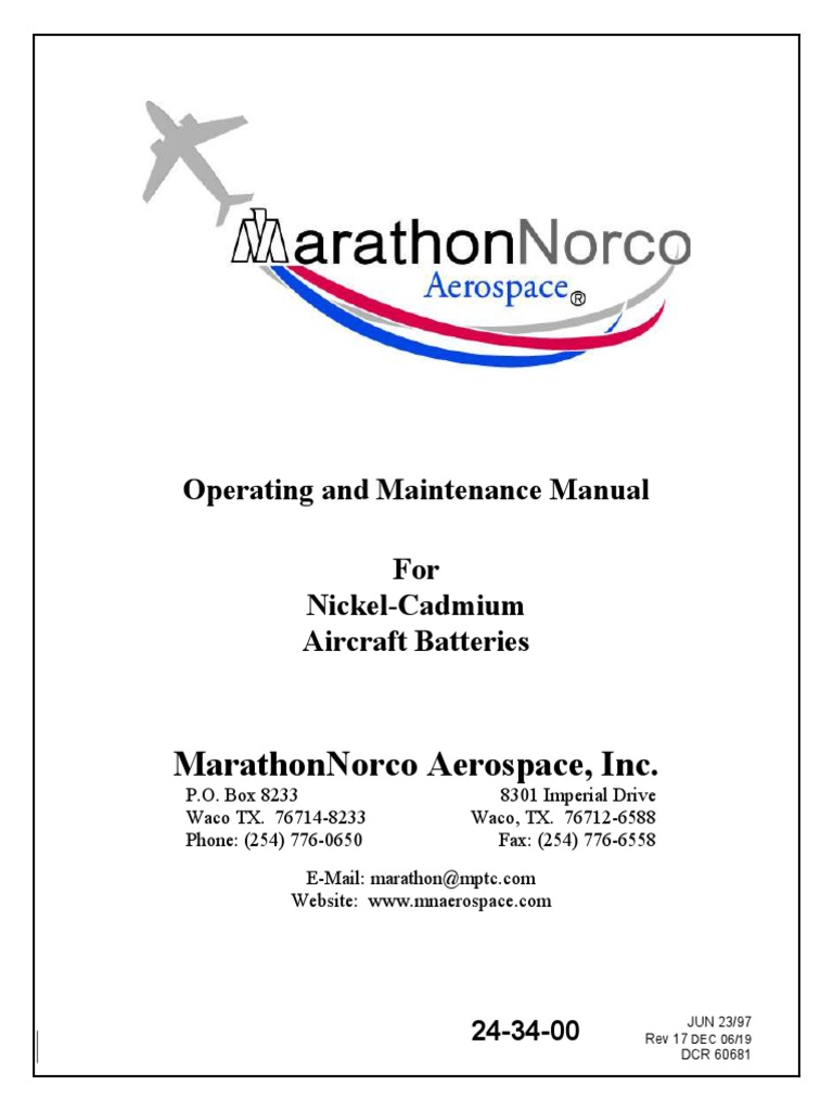 Marathonnorco Aerospace, Inc. Operating and Maintenance Manual For
