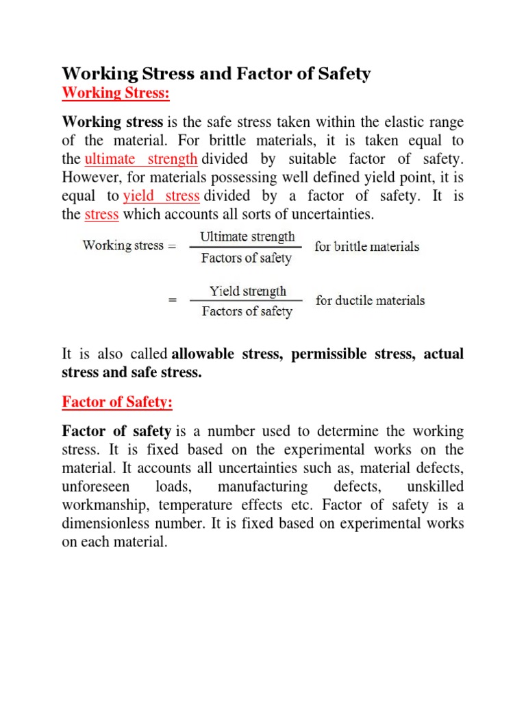 Working Stress and Factor of Safety | PDF