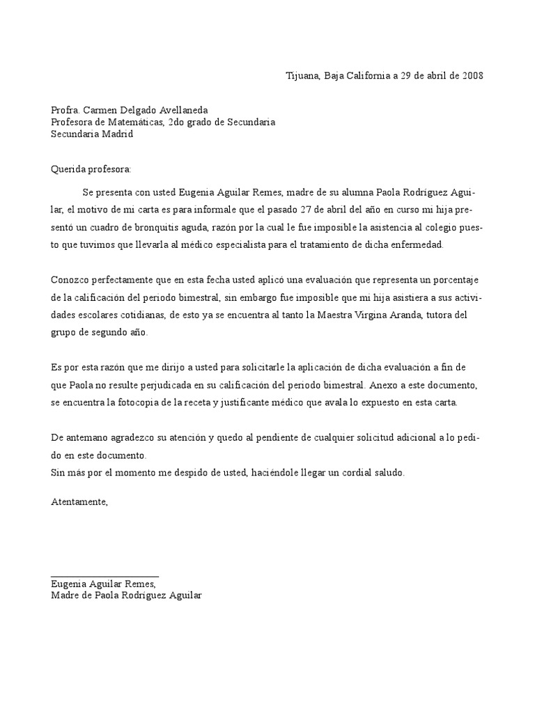 Ejemplo Carta para Una Maestra o Maestro | PDF