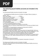 The Following Payroll Liability Accounts Are Included in The Ledger