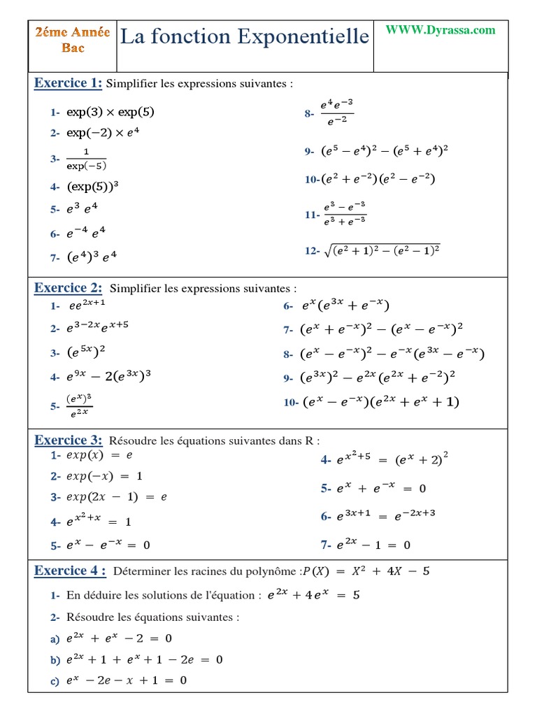 Fonction Exponentielle Exercices Et Problèmes Corrigés Pdf La Fonction Exponentielle PDF | PDF | Fonction (Mathématiques) | Courbe