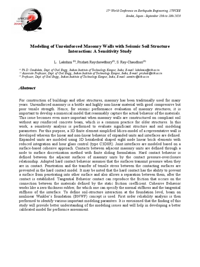 Seismic Modeling of Masonry Walls | PDF | Stress (Mechanics) | Solid ...