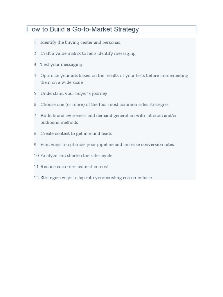 How To Build A Go-to-Market Strategy | PDF