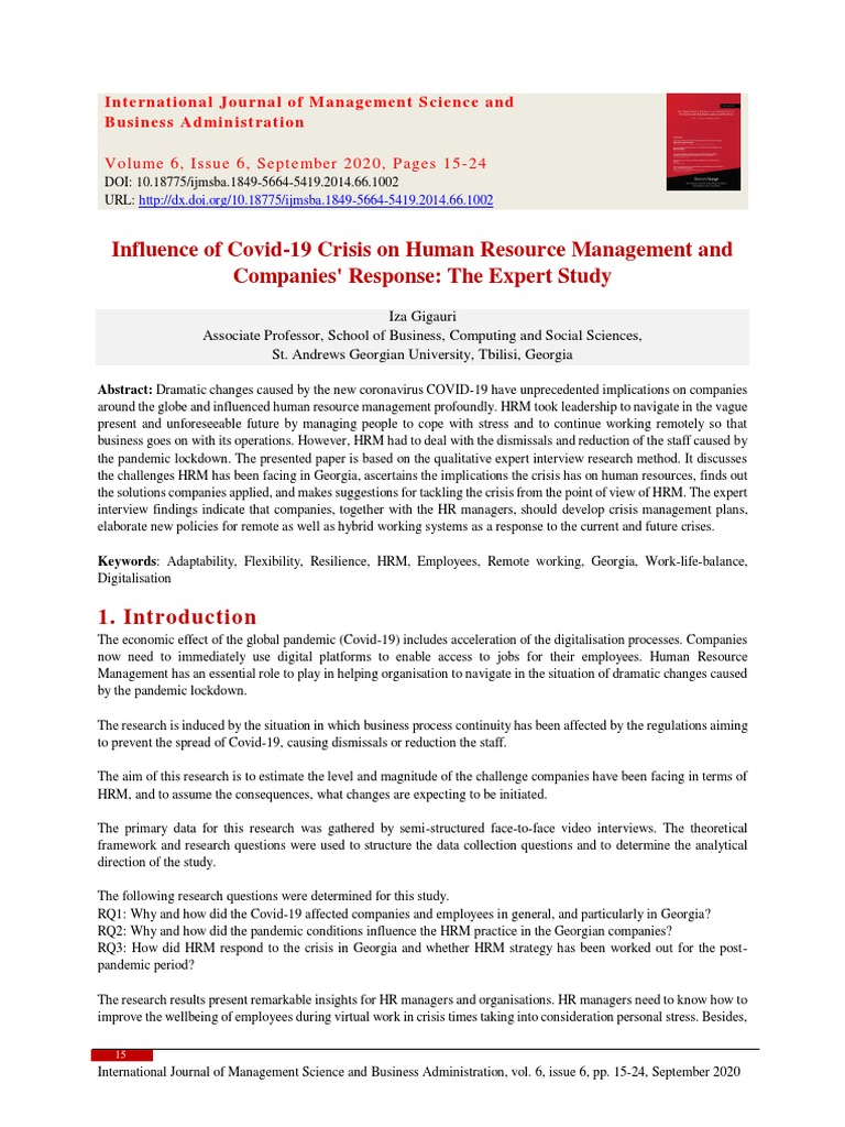 Covid-19's Impact on HR Management | PDF | Human Resource Management ...