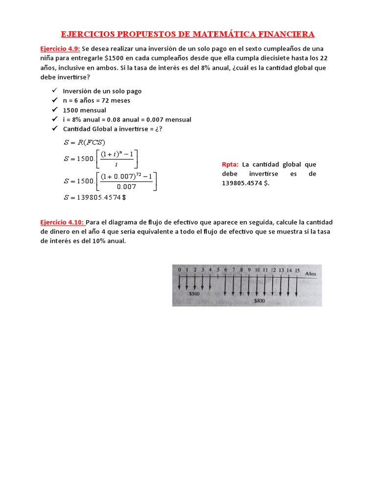 Ejercicios Propuestos de Matemática Financiera | PDF | Finanzas ...