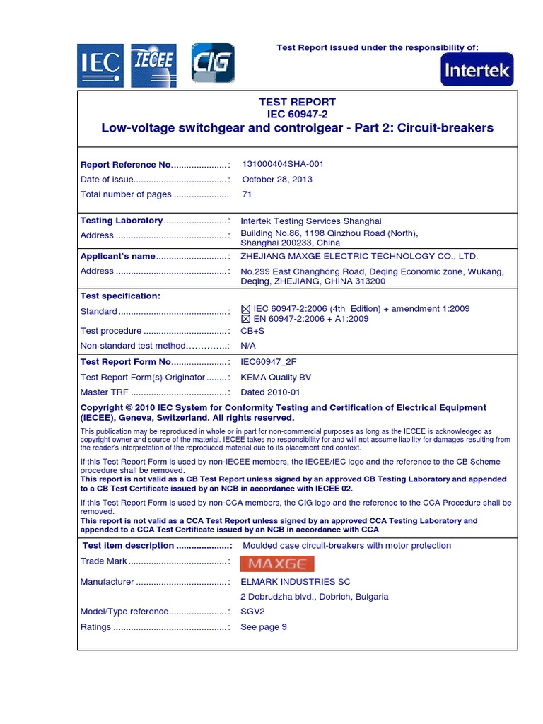 Low-Voltage Switchgear and Controlgear - Part 2: Circuit-Breakers | PDF ...