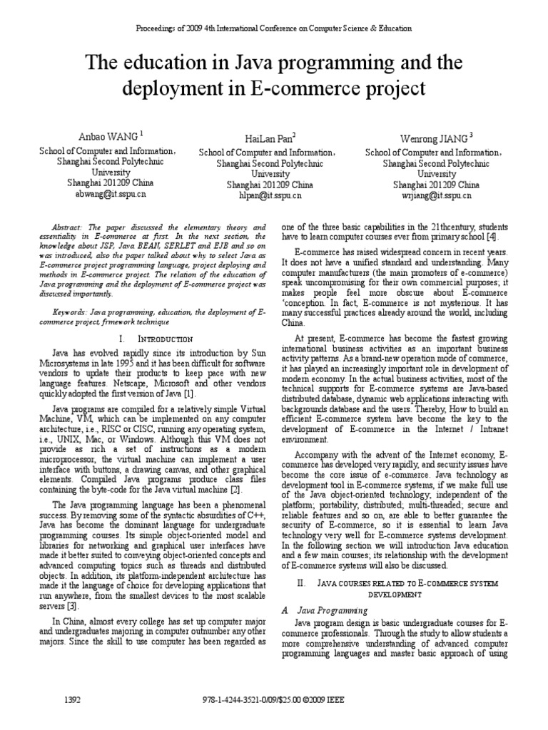 The Education in Java Programming and The Deployment in E-Commerce ...