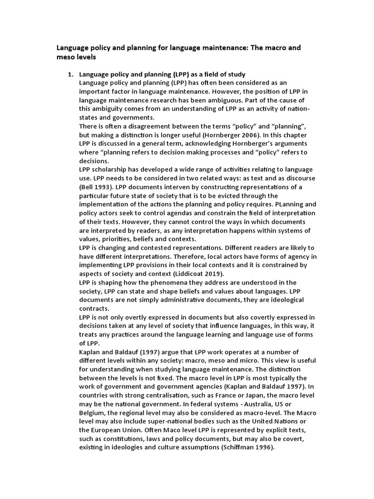 Language Policy for Language Maintenance | PDF | Minority Group ...