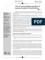 Drivers and Barriers of Reverse Logistics Practices: A Study of Large Grocery Retailers in South Africa