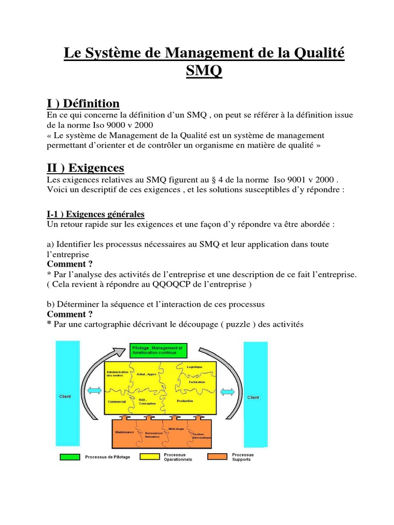 Définition et exigences du SMQ | PDF | Système de management de la ...
