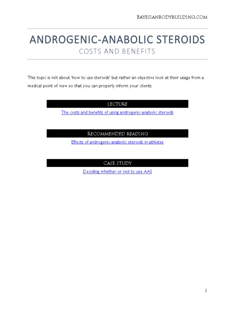 Androgenic Anabolic Steroids Costs and Benefits | PDF | Testosterone ...
