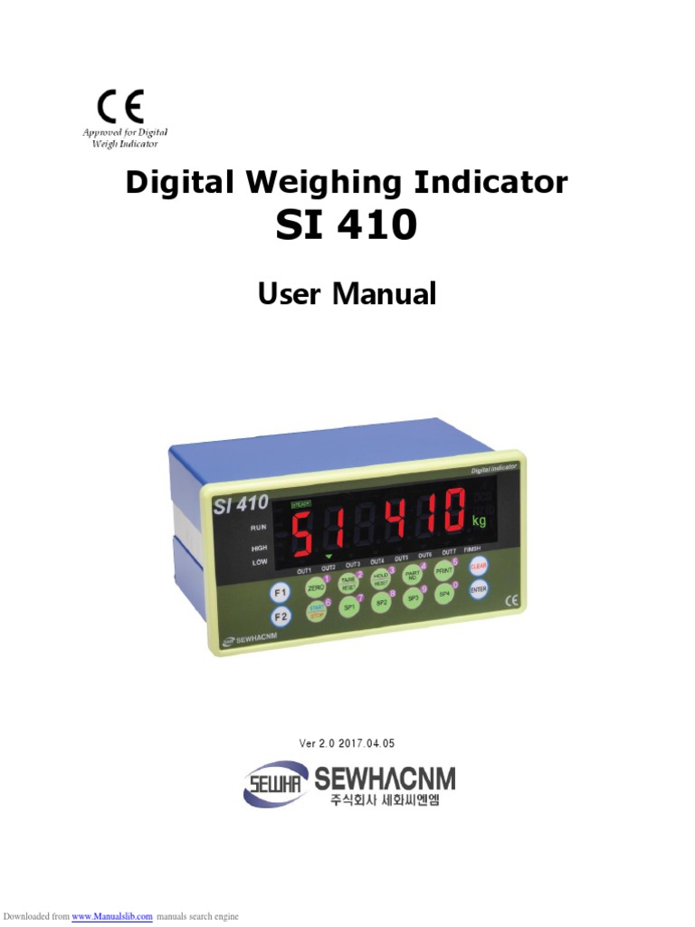Digital Weighing Indicator User Manual: Downloaded From Manuals Search ...