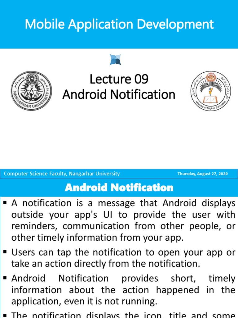 Mobile Application Development: Android Notification | PDF