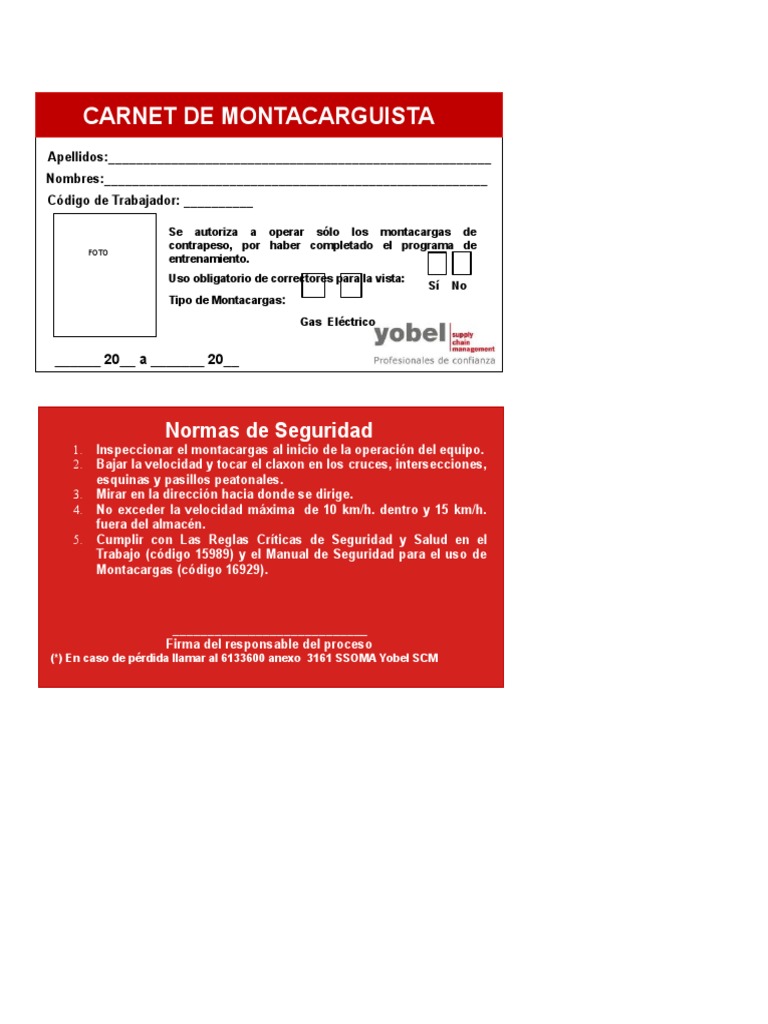Carnet Montacarguista | PDF