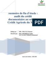 Mémoire de Fin D'étude: Audit Du Crédit Documentaire Au Sein Du Crédit Agricole Du Maroc