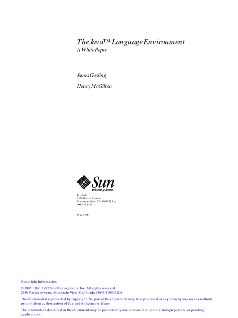 The Java™ Language Environment: Awhitepaper | PDF