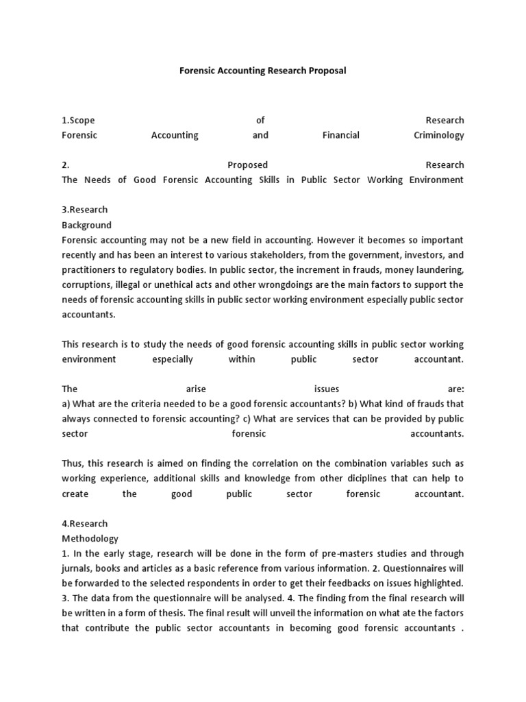 Accounting Research Proposal Sample PDF | PDF | Forensic Science ...