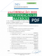 REQUISITOS DE CONFIRMAÇÃO DE MATRÍCULA 2020 - REGULAR