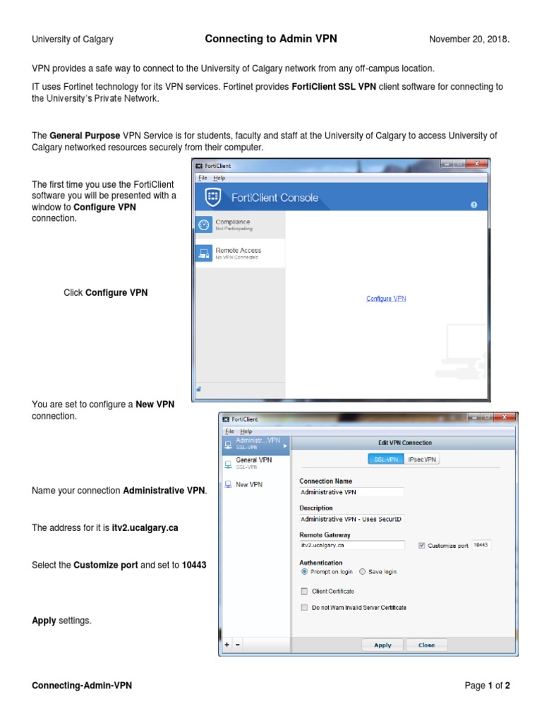 Connecting To Admin VPN: Apply Settings | PDF