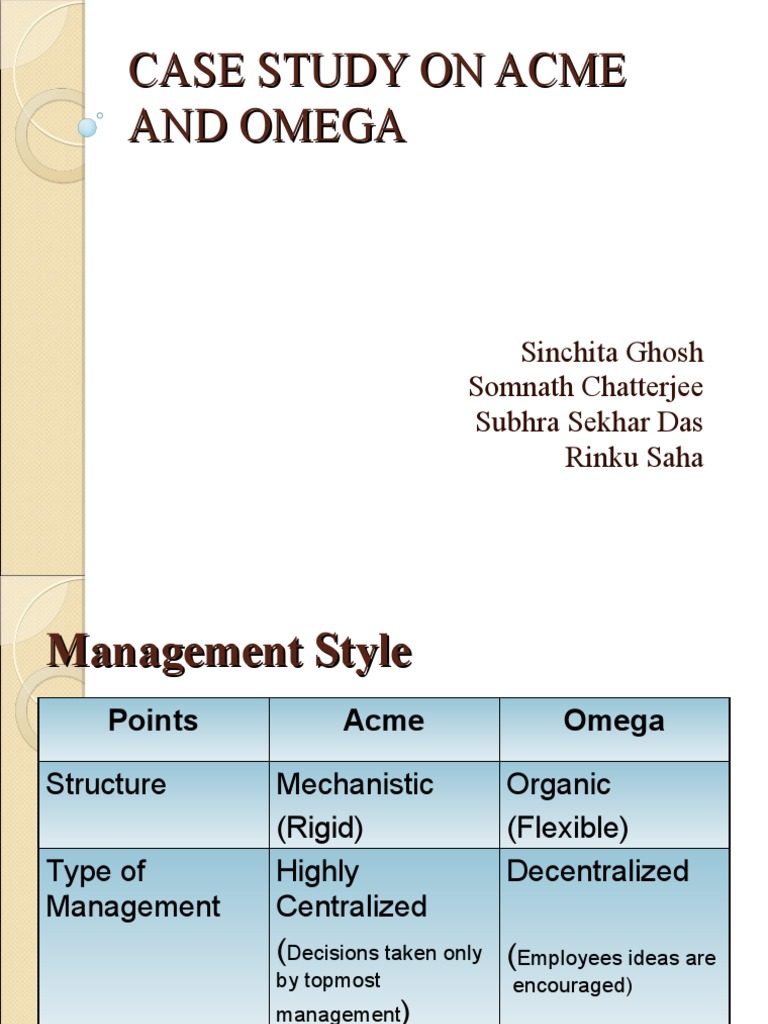 Case Study On Acme and Omega | PDF