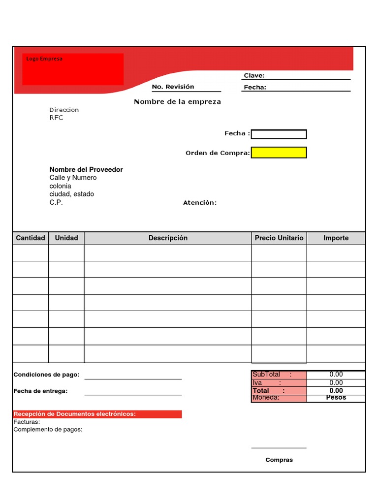Formato de Orden de Compra Ejemplo | PDF
