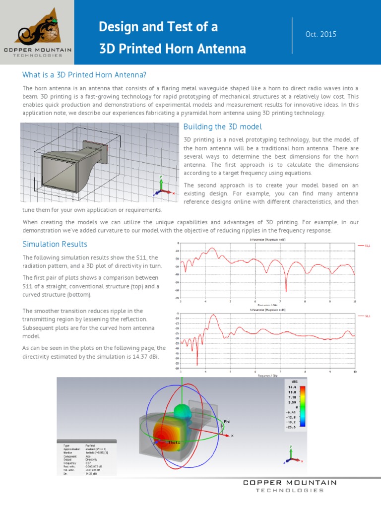 Design and Test of A 3D Printed Horn Antenna | PDF | Antenna (Radio ...