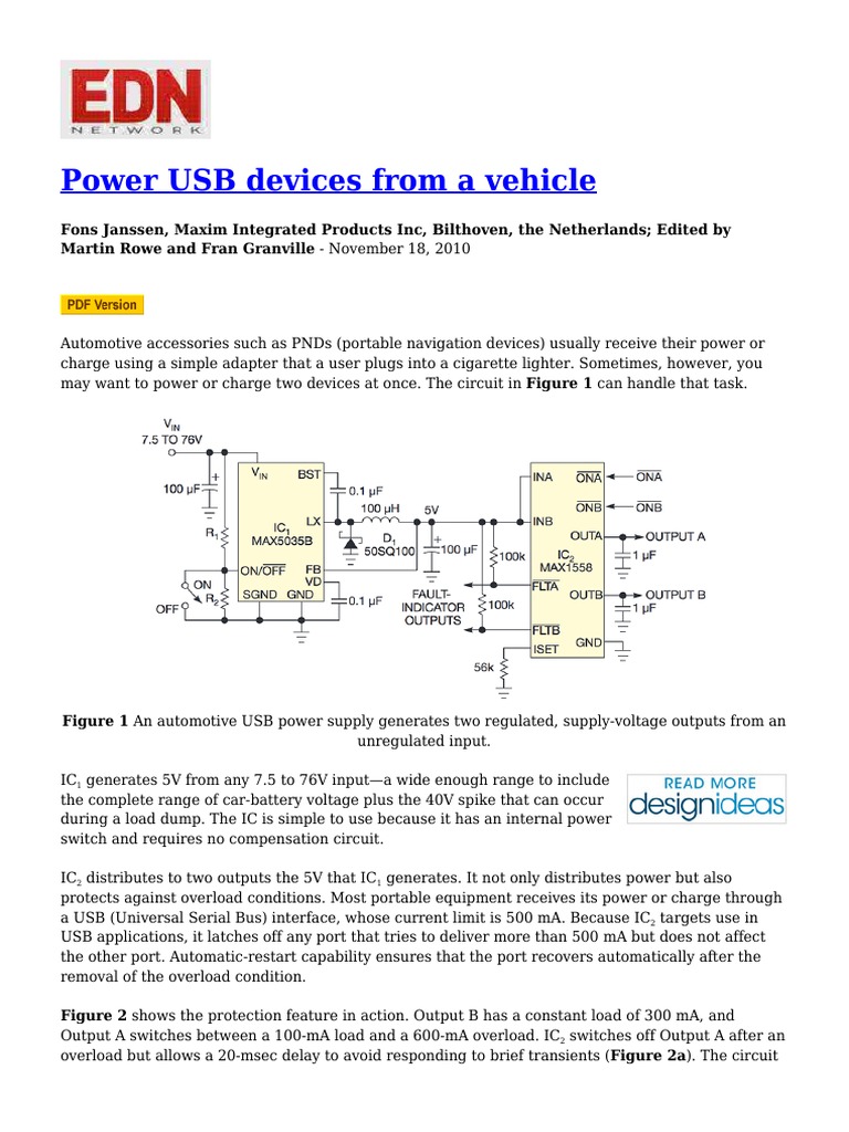 Automotive USB Power Supply Circuit | PDF