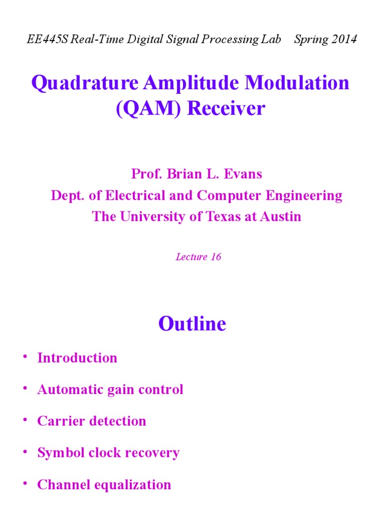Quadrature Amplitude Modulation (QAM) Receiver | PDF | Analog To ...