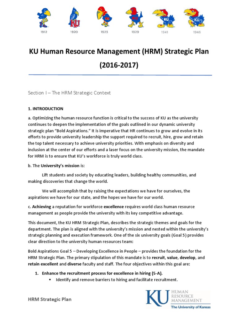 KU HRM Strategic Plan 2016-2017 | PDF | Human Resource Management ...