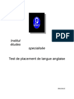 Institut Des Études Specialisée: Test de Placement de Langue Anglaise