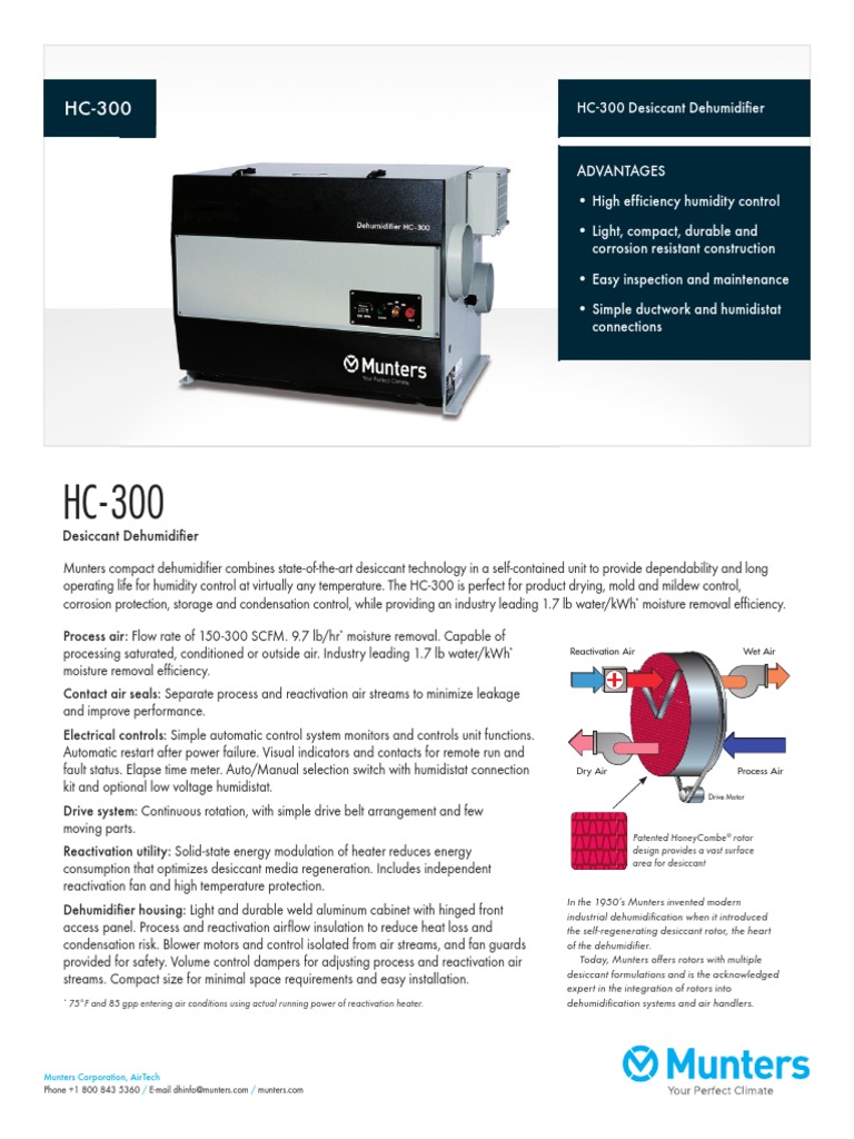 HC300 Desiccant Dehumidifi Er Reactivation Air Wet Air PDF Duct