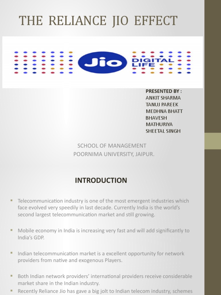 Impact of Reliance Jio on Telecom Industry | PDF | Telecommunications ...