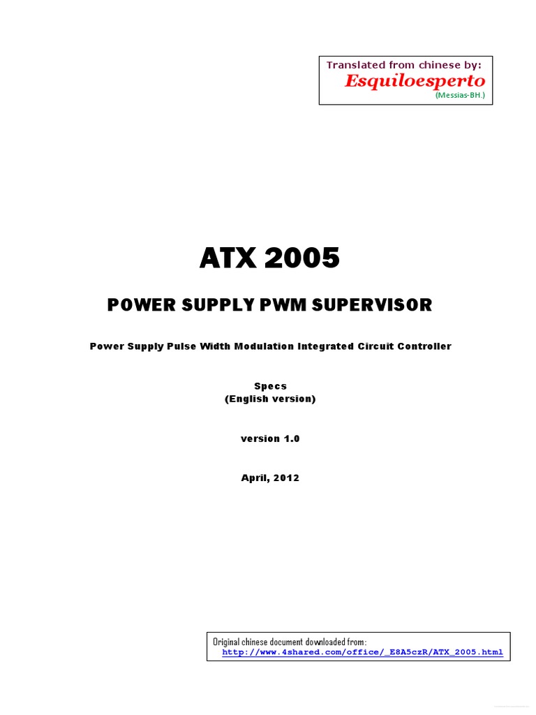 ATX 2005 PWM Power Supply Specs | PDF | Power Supply | Operational ...